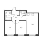 Планировка 2-комнатной квартиры, 52,7 м2