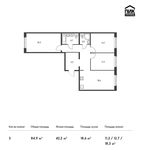 Планировка 3-комнатной квартиры, 84,9 м2