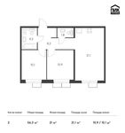Планировка 2-комнатной квартиры, 56,3 м2