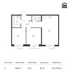 Планировка 2-комнатной квартиры, 55,8 м2