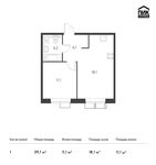 Планировка 1-комнатной квартиры, 39,1 м2