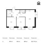 Планировка 2-комнатной квартиры, 59,9 м2