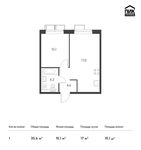 Планировка 1-комнатной квартиры, 35,6 м2