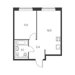 Планировка 1-комнатной квартиры, 36,4 м2