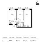 Планировка 2-комнатной квартиры, 61,3 м2