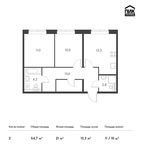 Планировка 2-комнатной квартиры, 54,7 м2