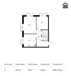 Планировка 2-комнатной квартиры, 51,7 м2