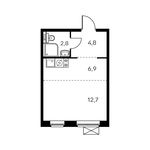 Планировка квартиры студии, 26,9 м2