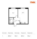 Планировка 1-комнатной квартиры, 44,4 м2