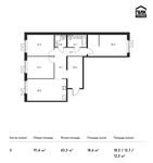 Планировка 3-комнатной квартиры, 91,4 м2
