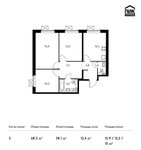 Планировка 3-комнатной квартиры, 68,3 м2