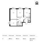 Планировка 3-комнатной квартиры, 68,8 м2