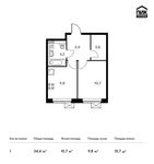 Планировка 1-комнатной квартиры, 34,4 м2
