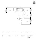 Планировка 3-комнатной квартиры, 89,9 м2