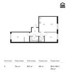 Планировка 3-комнатной квартиры, 76,1 м2