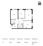 Планировка 3-комнатной квартиры, 81 м2