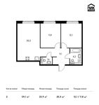 Планировка 2-комнатной квартиры, 59,1 м2