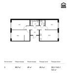 Планировка 3-комнатной квартиры, 88,9 м2