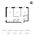 Планировка 2-комнатной квартиры, 58,3 м2