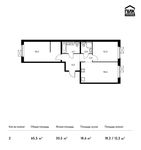 Планировка 2-комнатной квартиры, 65,5 м2