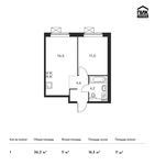 Планировка 1-комнатной квартиры, 36,3 м2