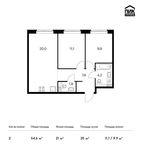 Планировка 2-комнатной квартиры, 54,6 м2