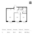 Планировка 2-комнатной квартиры, 55,5 м2