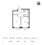 Планировка 1-комнатной квартиры, 34,5 м2