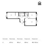 Планировка 2-комнатной квартиры, 67,9 м2
