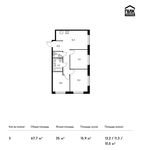 Планировка 3-комнатной квартиры, 67,7 м2