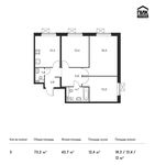 Планировка 3-комнатной квартиры, 73,2 м2