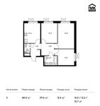 Планировка 3-комнатной квартиры, 68,4 м2