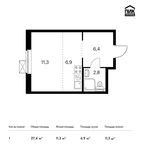 Планировка квартиры студии, 27,4 м2