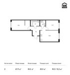 Планировка 2-комнатной квартиры, 67,6 м2