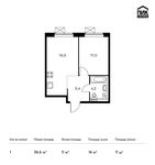 Планировка 1-комнатной квартиры, 36,6 м2