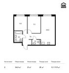 Планировка 2-комнатной квартиры, 54,4 м2