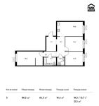 Планировка 3-комнатной квартиры, 88,2 м2