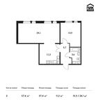 Планировка 2-комнатной квартиры, 57,6 м2