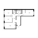 Планировка 3-комнатной квартиры, 90,7 м2