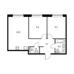 Планировка 2-комнатной квартиры, 59,3 м2