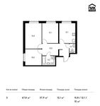 Планировка 3-комнатной квартиры, 67,8 м2
