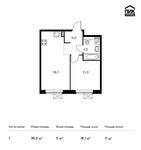 Планировка 1-комнатной квартиры, 38,3 м2