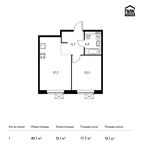 Планировка 1-комнатной квартиры, 40,1 м2
