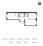 Планировка 2-комнатной квартиры, 67,5 м2