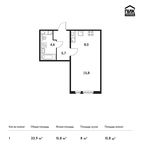 Планировка 1-комнатной квартиры, 33,9 м2