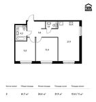 Планировка 2-комнатной квартиры, 61,7 м2