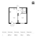 Планировка 1-комнатной квартиры, 40,73 м2