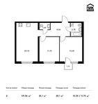 Планировка 2-комнатной квартиры, 59,36 м2