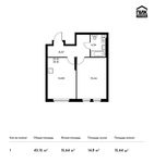 Планировка 1-комнатной квартиры, 43,15 м2