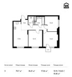 Планировка 3-комнатной квартиры, 70,7 м2